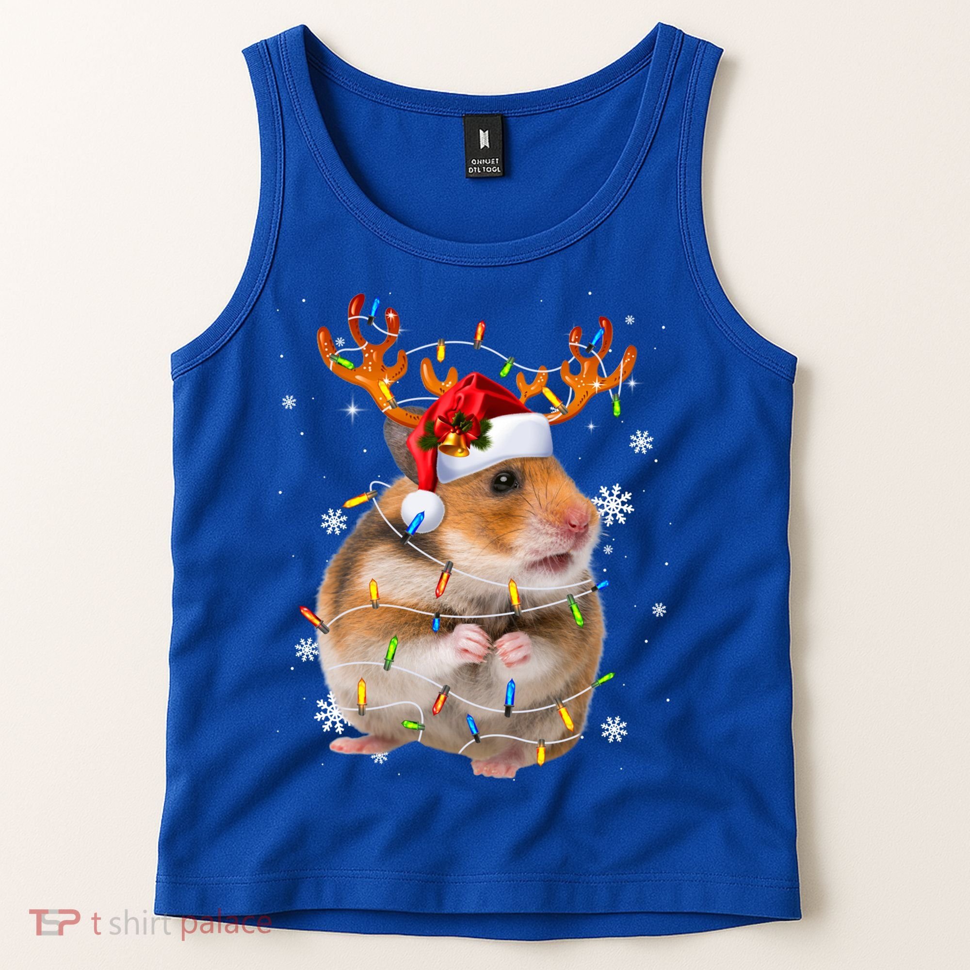 Hamster Reindeer Christmas Lights Funny Hamster Xmas Gift Tank Top