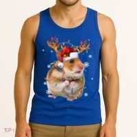 Hamster Reindeer Christmas Lights Funny Hamster Xmas Gift Tank Top thumb 3