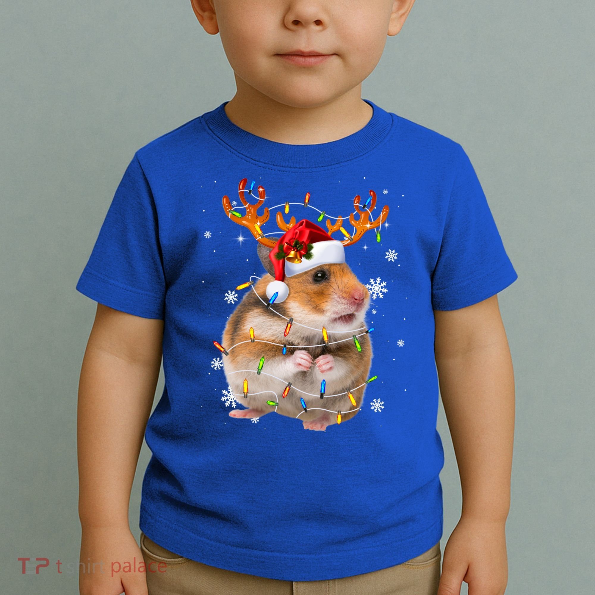 Hamster Reindeer Christmas Lights Funny Hamster Xmas Gift Toddler T-Shirt