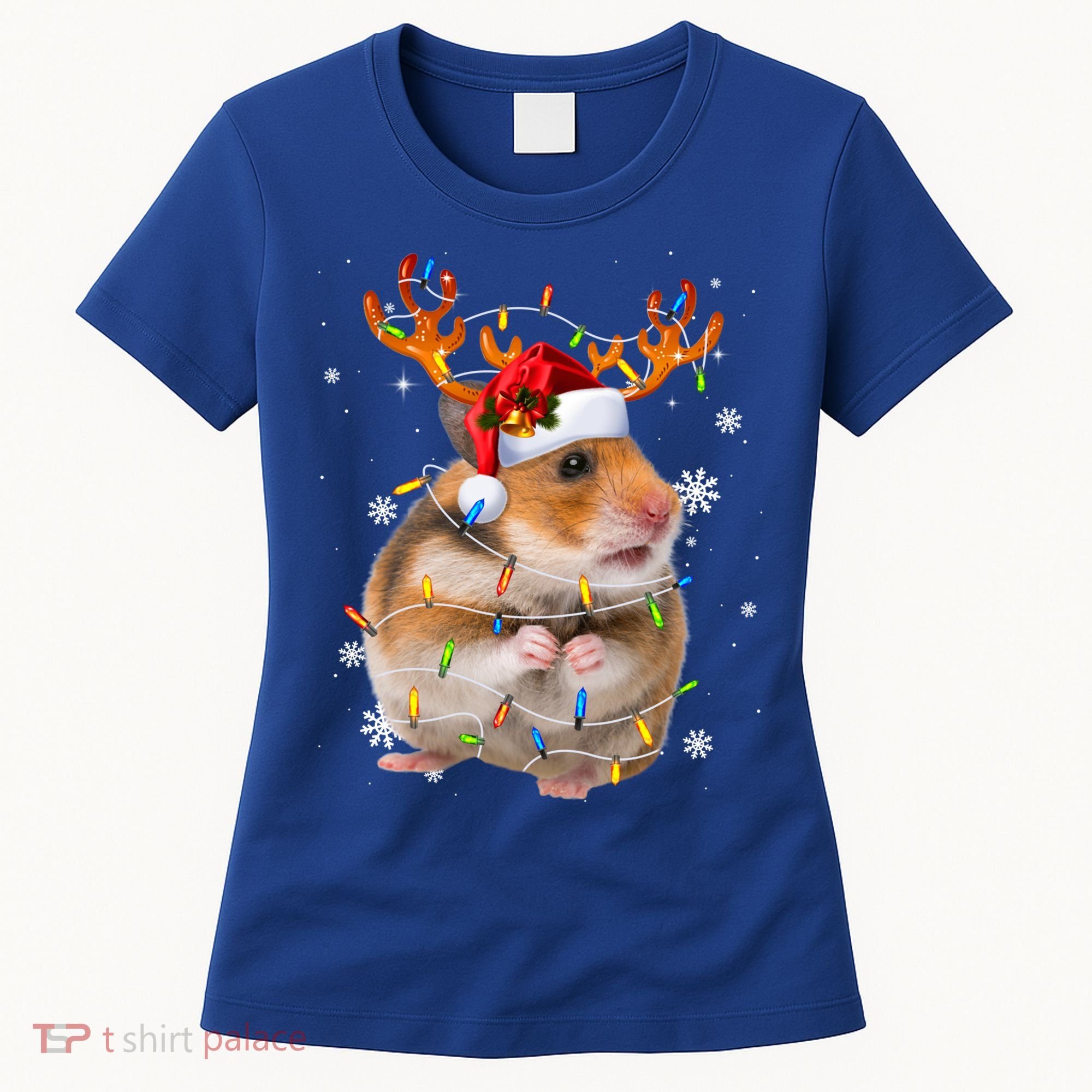 Hamster Reindeer Christmas Lights Funny Hamster Xmas Gift Women's T-Shirt
