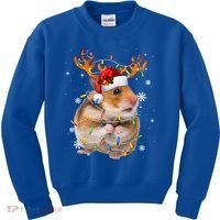 Hamster Reindeer Christmas Lights Funny Hamster Xmas Gift Kids Sweatshirt thumb 0