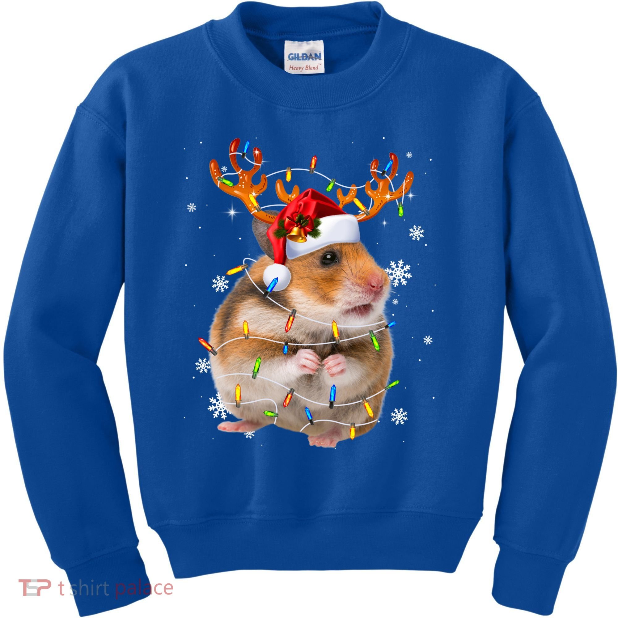 Hamster Reindeer Christmas Lights Funny Hamster Xmas Gift Kids Sweatshirt