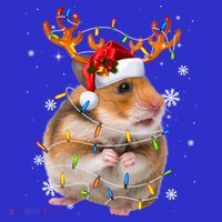 Hamster Reindeer Christmas Lights Funny Hamster Xmas Gift Kids Tie-Dye T-Shirt thumb 3