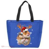 Hamster Reindeer Christmas Lights Funny Hamster Xmas Gift Tote Bag thumb 0