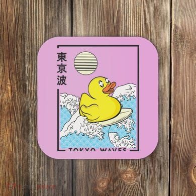Happy Rubber Duck Japanese Wave Anime Kawaii Aesthetic Coaster