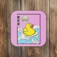 Happy Rubber Duck Japanese Wave Anime Kawaii Aesthetic Coaster thumb 0