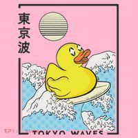 Happy Rubber Duck Japanese Wave Anime Kawaii Aesthetic Coaster thumb 2