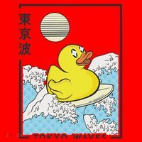 Happy Rubber Duck Japanese Wave Anime Kawaii Aesthetic Santa Hat thumb 1