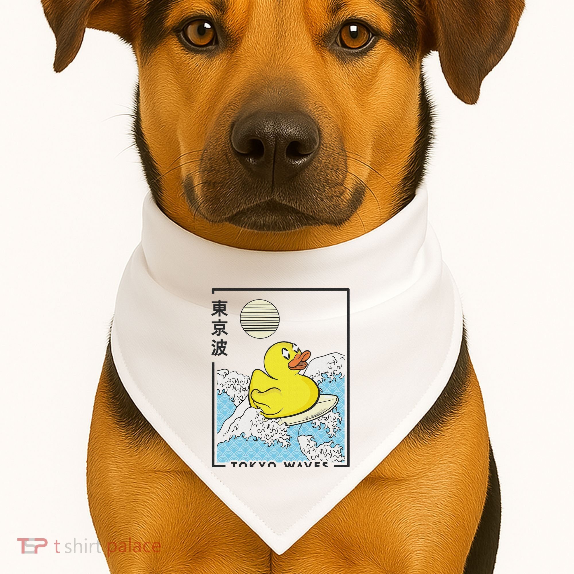 Happy Rubber Duck Japanese Wave Anime Kawaii Aesthetic USA-Made Doggie Bandana
