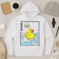 Happy Rubber Duck Japanese Wave Anime Kawaii Aesthetic Hoodie thumb 3