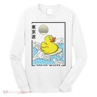 Happy Rubber Duck Japanese Wave Anime Kawaii Aesthetic Long Sleeve Shirt thumb 0
