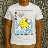 Happy Rubber Duck Japanese Wave Anime Kawaii Aesthetic T-Shirt thumb 3