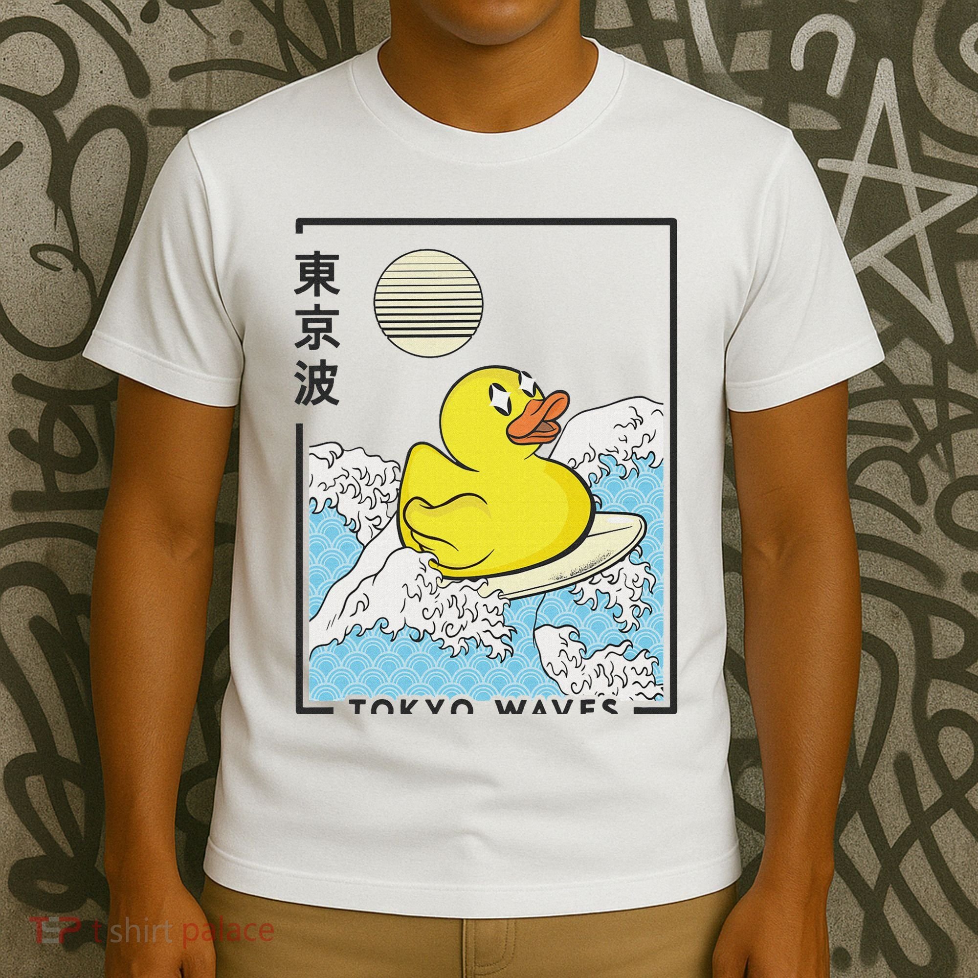 Happy Rubber Duck Japanese Wave Anime Kawaii Aesthetic T-Shirt