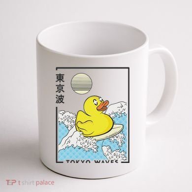 Happy Rubber Duck Japanese Wave Anime Kawaii Aesthetic Coffee Mug back