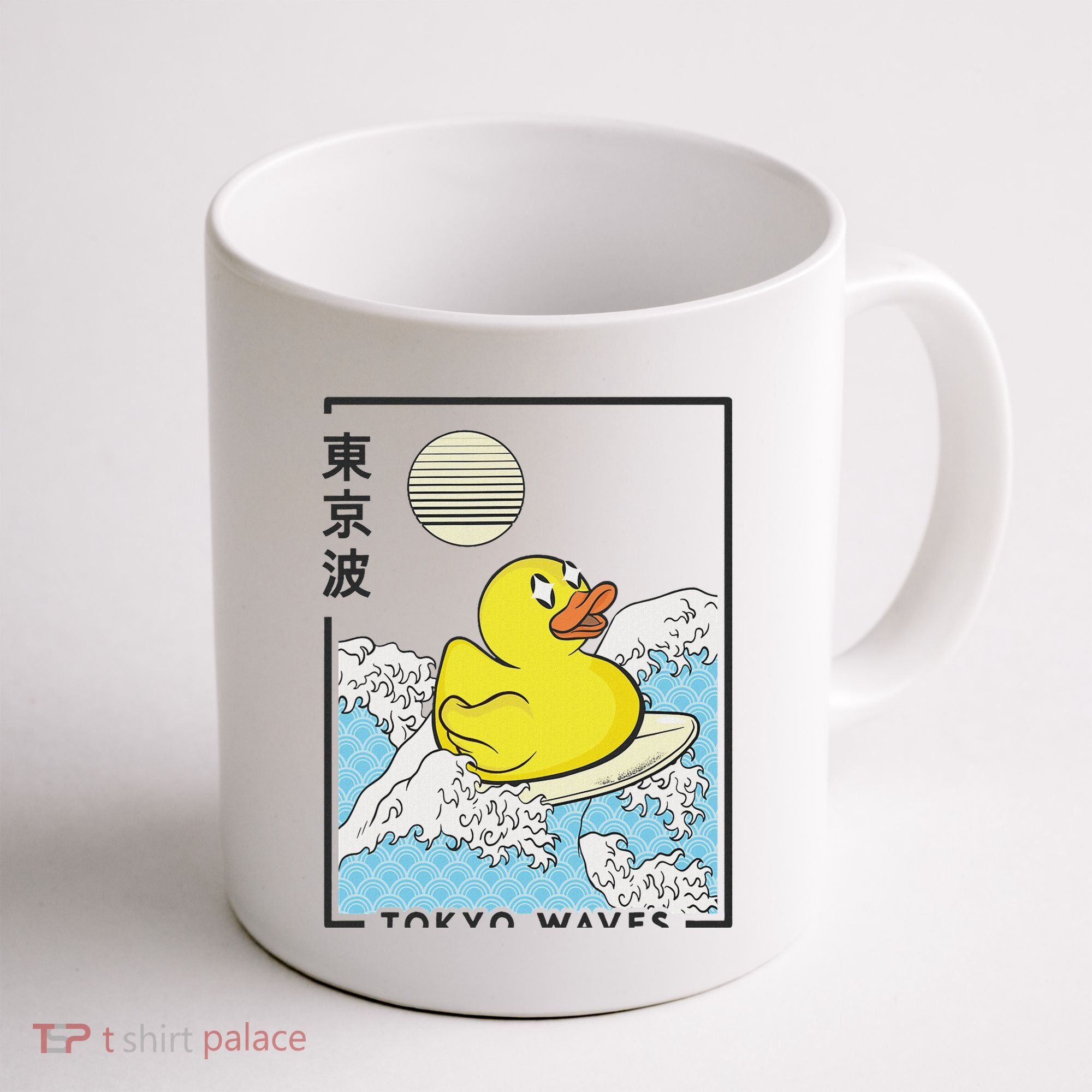 Happy Rubber Duck Japanese Wave Anime Kawaii Aesthetic Coffee Mug