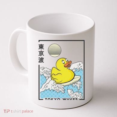 Happy Rubber Duck Japanese Wave Anime Kawaii Aesthetic Coffee Mug