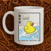 Happy Rubber Duck Japanese Wave Anime Kawaii Aesthetic Coffee Mug thumb 2