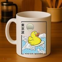 Happy Rubber Duck Japanese Wave Anime Kawaii Aesthetic Coffee Mug thumb 4