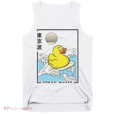 Happy Rubber Duck Japanese Wave Anime Kawaii Aesthetic Tank Top