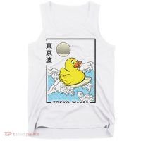Happy Rubber Duck Japanese Wave Anime Kawaii Aesthetic Tank Top thumb 0