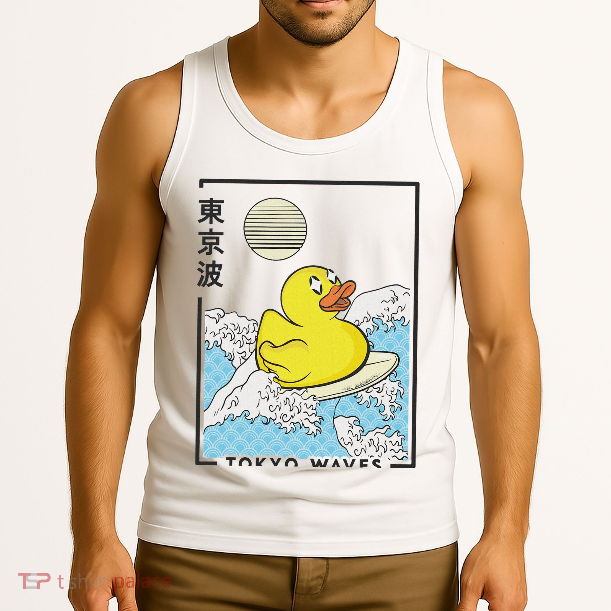 Happy Rubber Duck Japanese Wave Anime Kawaii Aesthetic Tank Top