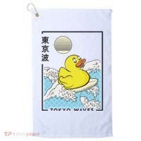 Happy Rubber Duck Japanese Wave Anime Kawaii Aesthetic Golf Towel thumb 0