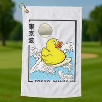 Happy Rubber Duck Japanese Wave Anime Kawaii Aesthetic Golf Towel thumb 1