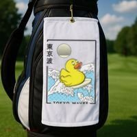 Happy Rubber Duck Japanese Wave Anime Kawaii Aesthetic Golf Towel thumb 2
