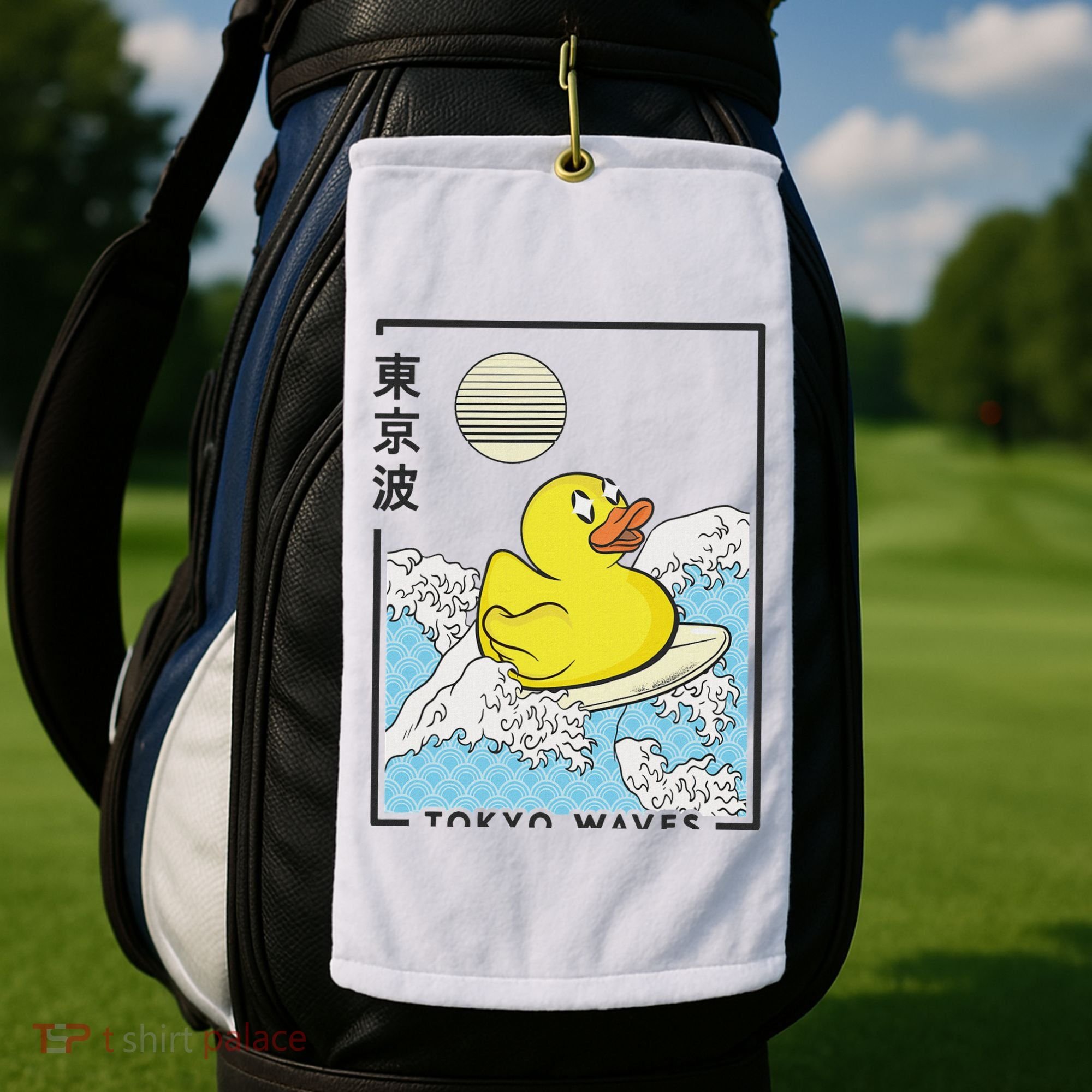 Happy Rubber Duck Japanese Wave Anime Kawaii Aesthetic Golf Towel
