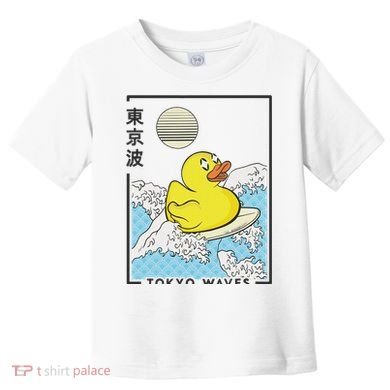 Happy Rubber Duck Japanese Wave Anime Kawaii Aesthetic Toddler T-Shirt