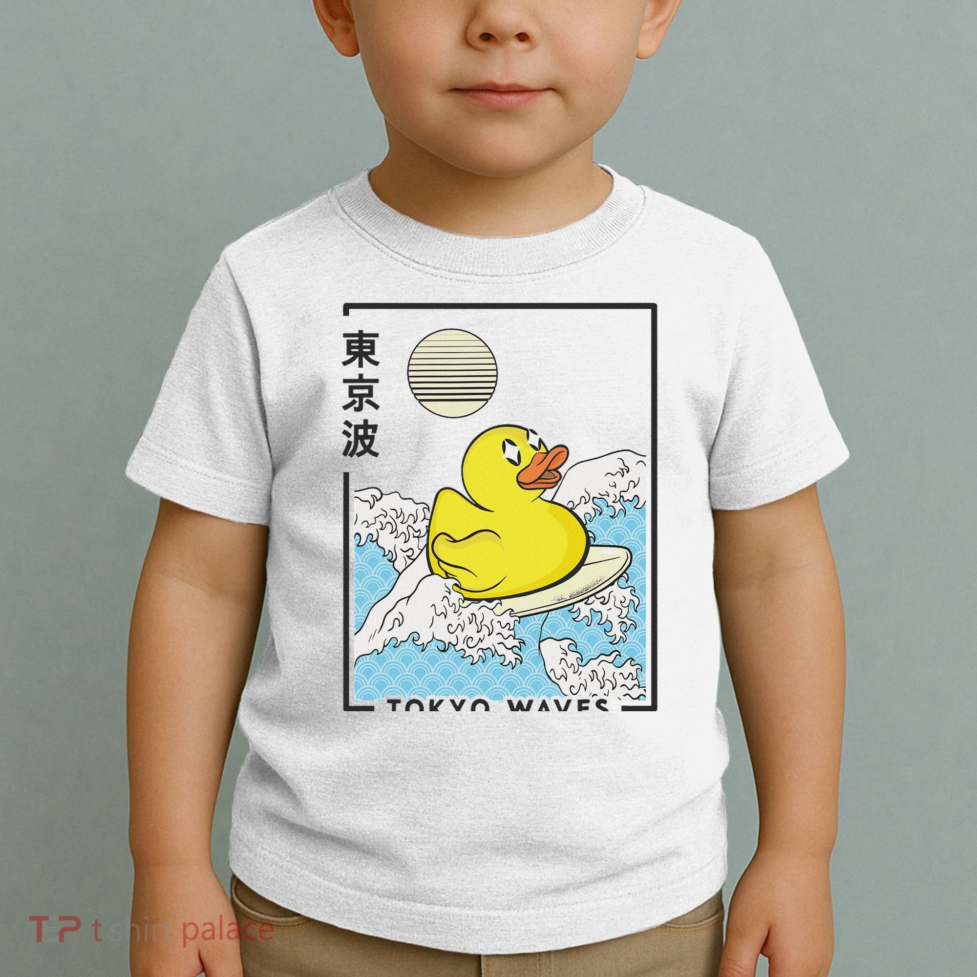 Happy Rubber Duck Japanese Wave Anime Kawaii Aesthetic Toddler T-Shirt