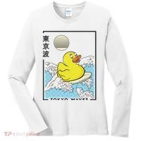 Happy Rubber Duck Japanese Wave Anime Kawaii Aesthetic Women's Long Sleeve Shirt thumb 0