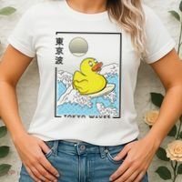 Happy Rubber Duck Japanese Wave Anime Kawaii Aesthetic Women's T-Shirt thumb 2