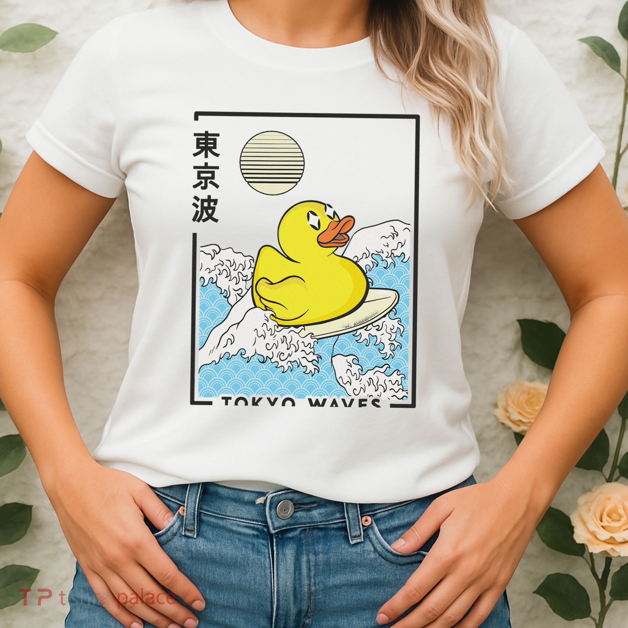 Happy Rubber Duck Japanese Wave Anime Kawaii Aesthetic Women's T-Shirt