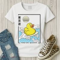 Happy Rubber Duck Japanese Wave Anime Kawaii Aesthetic Women's T-Shirt thumb 3