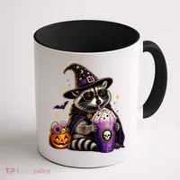 Halloween Raccoon Drinking Coffee Spooky Coffee Mug thumb 1