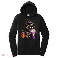 Halloween Raccoon Drinking Coffee Spooky Women's Hoodie thumb 0