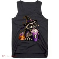 Halloween Raccoon Drinking Coffee Spooky Tank Top thumb 0