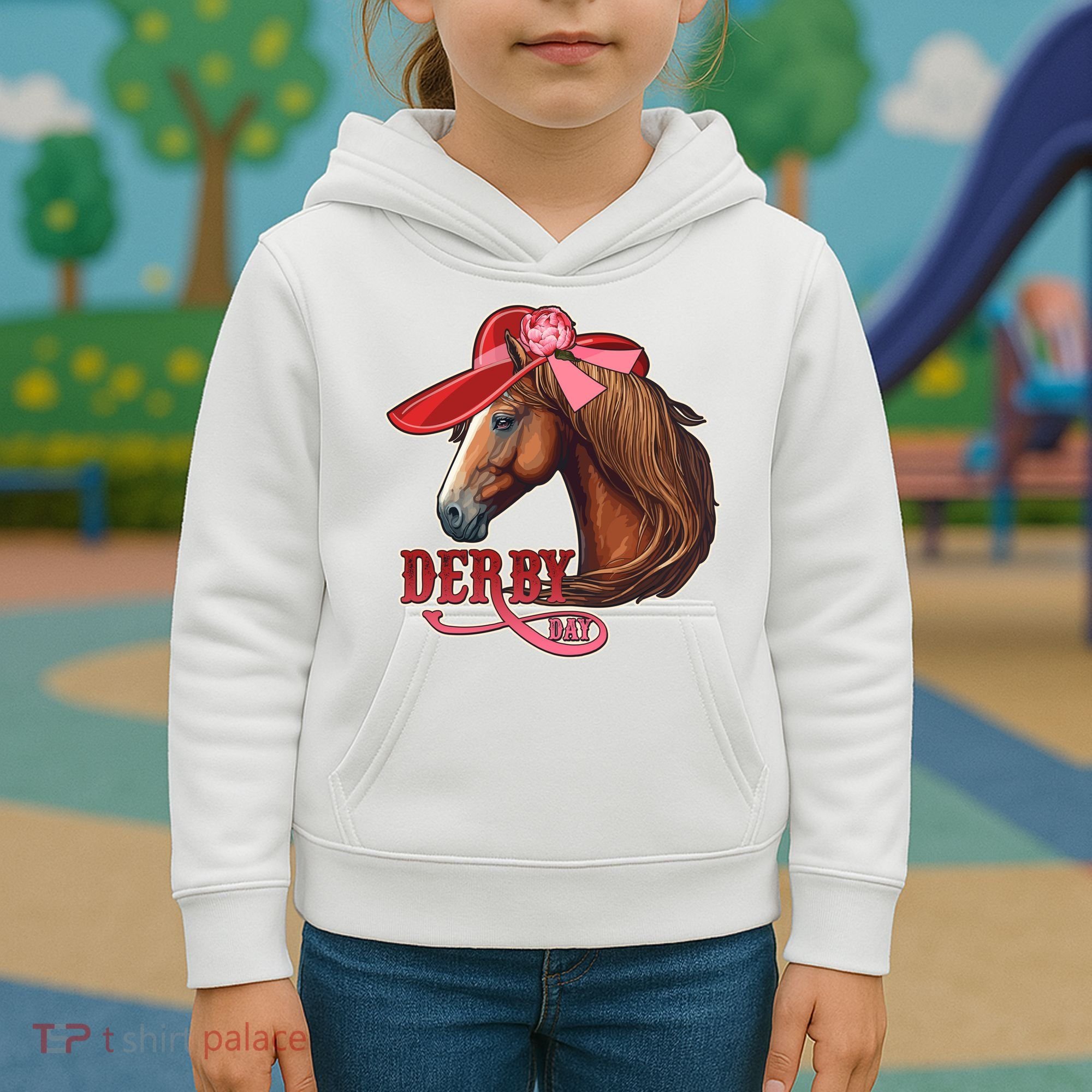 Horse Racing Derby Day Hat Horse Kids Hoodie