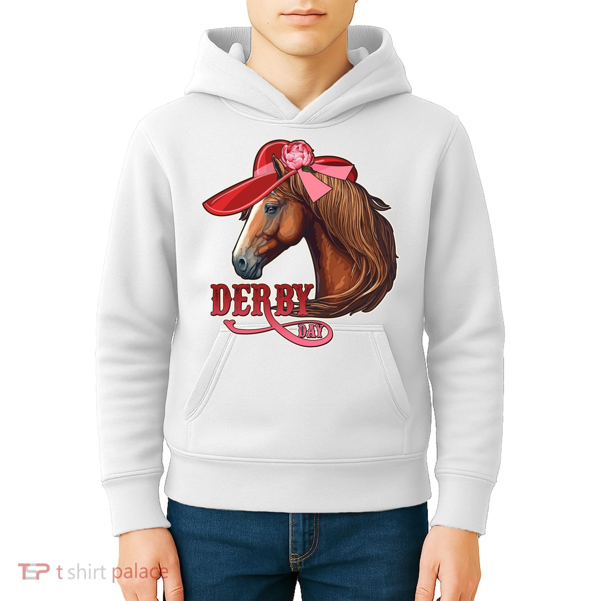 Horse Racing Derby Day Hat Horse Kids Hoodie