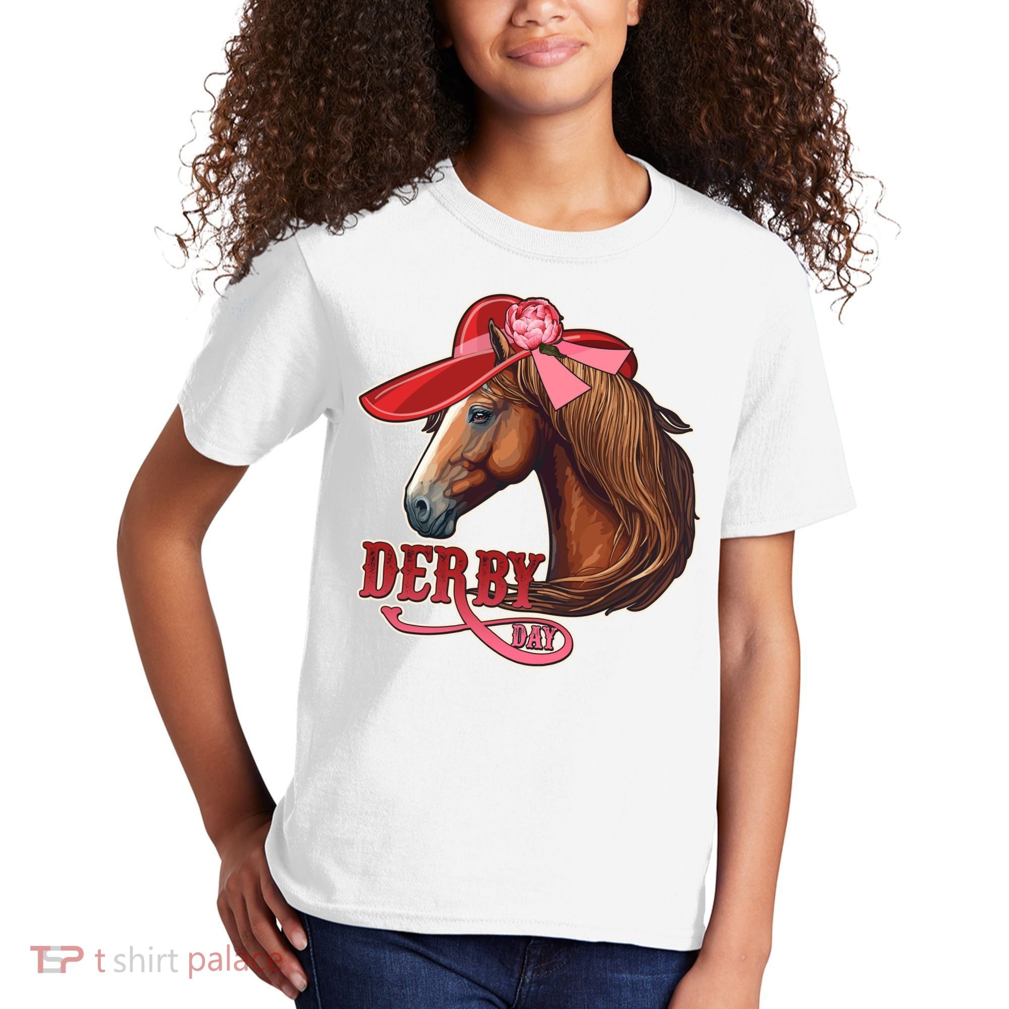 Horse Racing Derby Day Hat Horse Kids T-Shirt