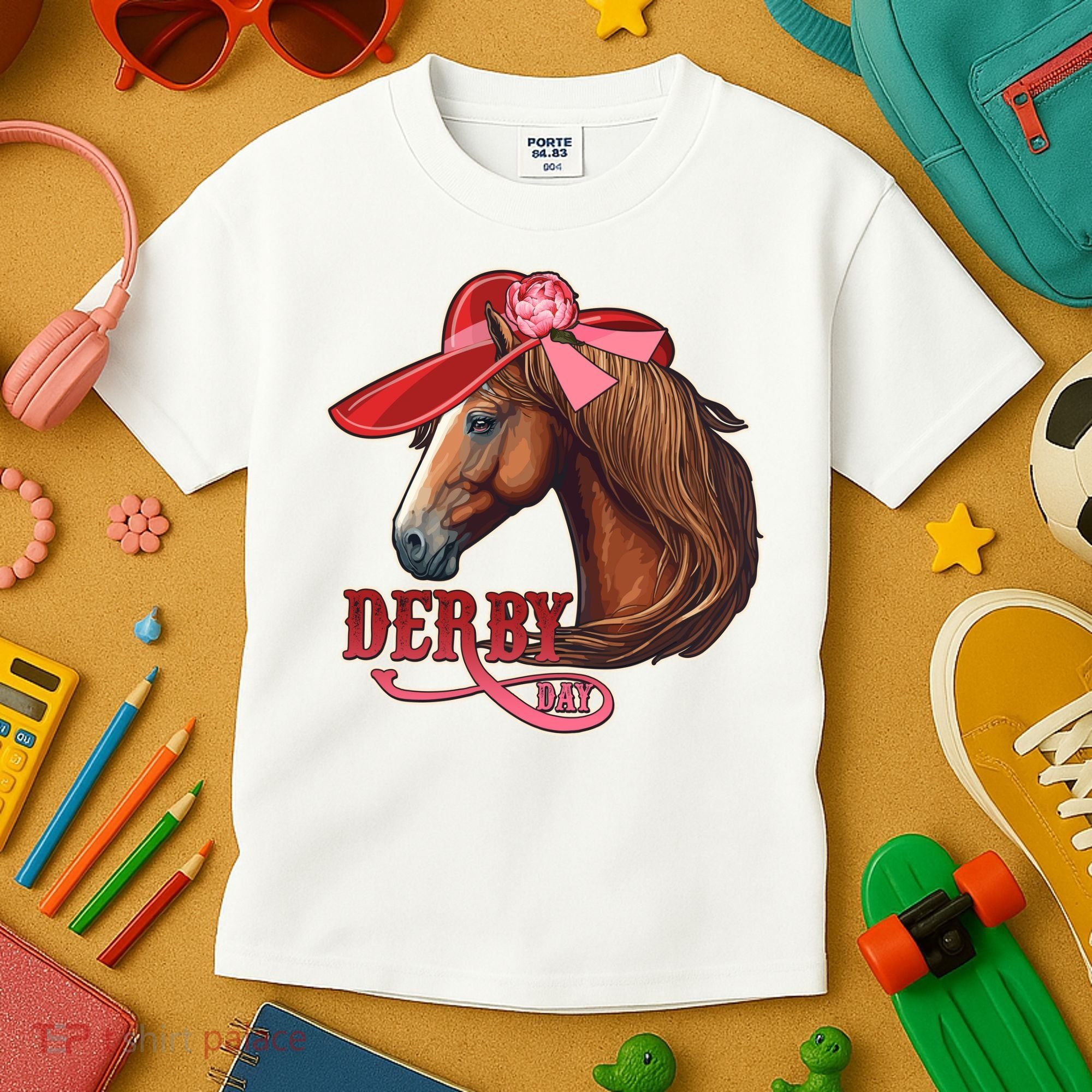 Horse Racing Derby Day Hat Horse Kids T-Shirt