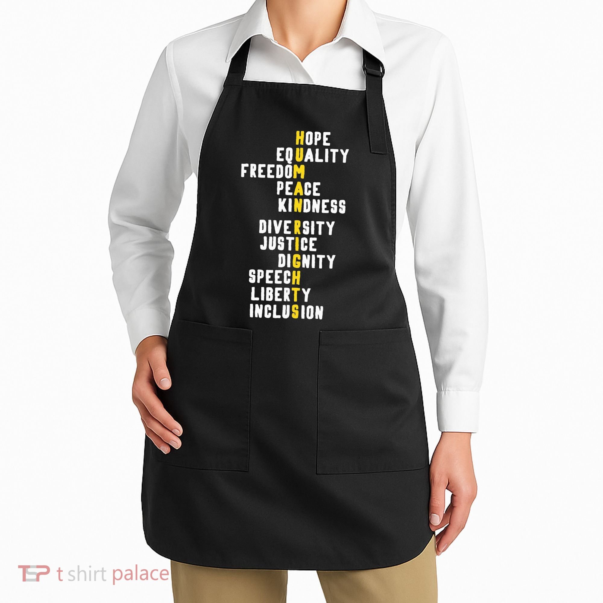Human Rights Diversity Justice & Peace To All Apron