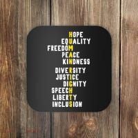 Human Rights Diversity Justice & Peace To All Coaster thumb 0