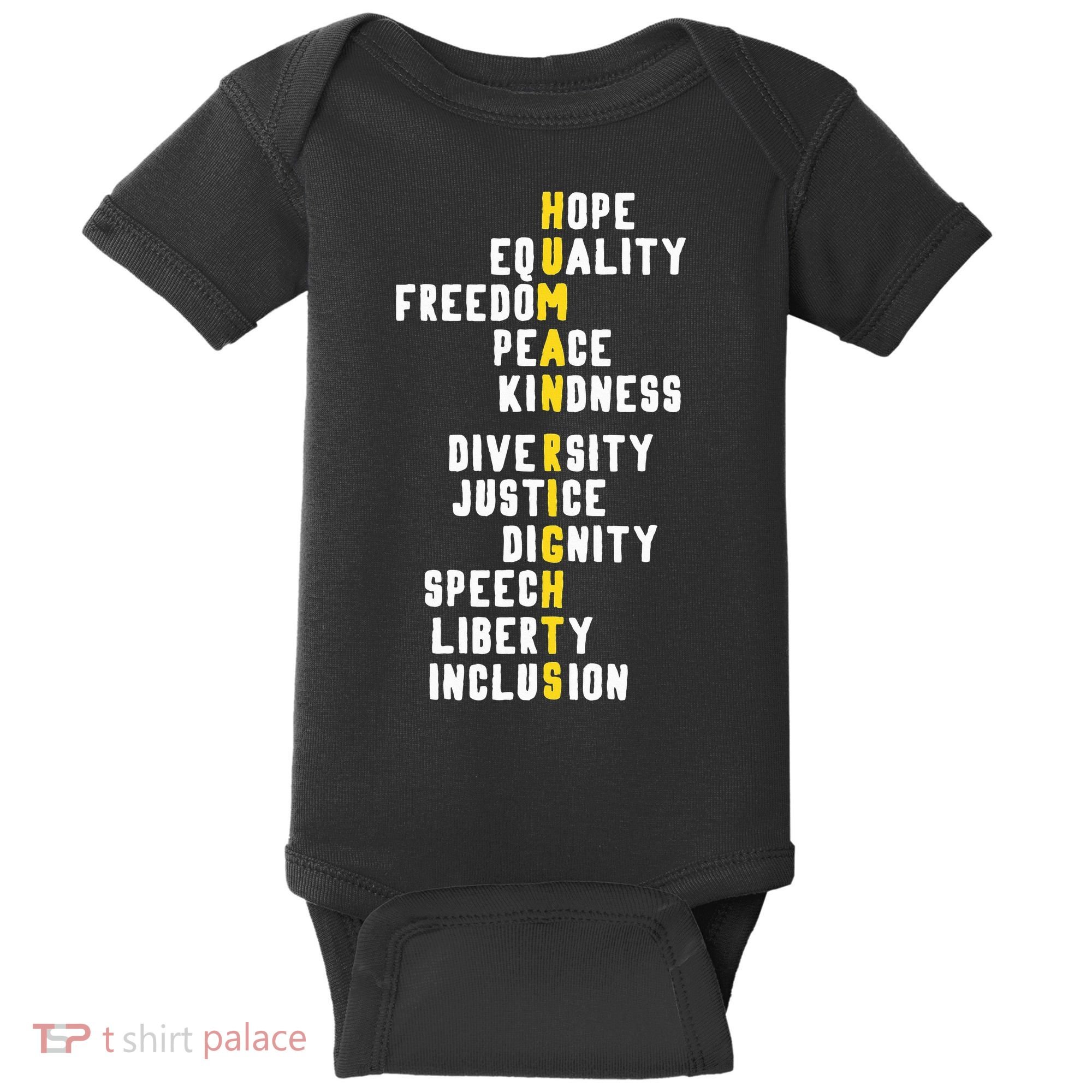 Human Rights Diversity Justice & Peace To All Baby Bodysuit