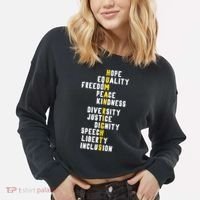 Human Rights Diversity Justice & Peace To All Cropped Pullover Crew thumb 2