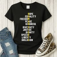 Human Rights Diversity Justice & Peace To All Women's T-Shirt thumb 3