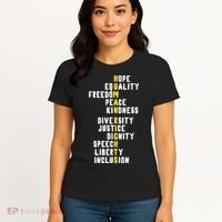 Human Rights Diversity Justice & Peace To All Women's T-Shirt thumb 4
