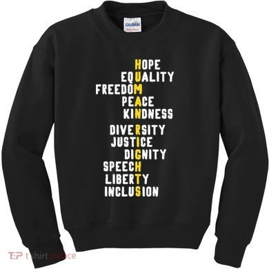 Human Rights Diversity Justice & Peace To All Kids Sweatshirt