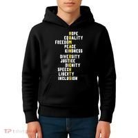 Human Rights Diversity Justice & Peace To All Kids Hoodie thumb 4